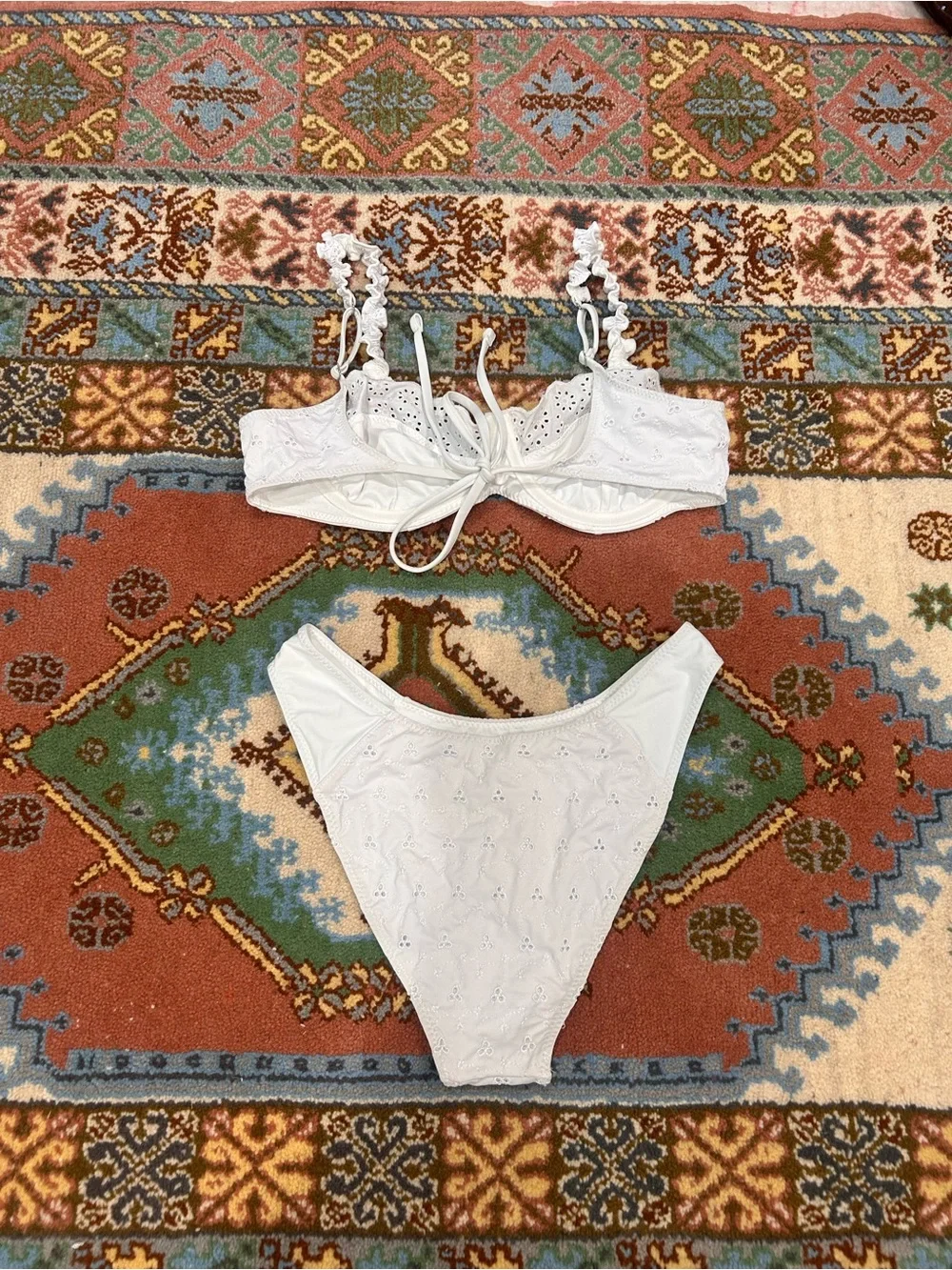 Frankie’s bikinis White Eyelet Bikini Set